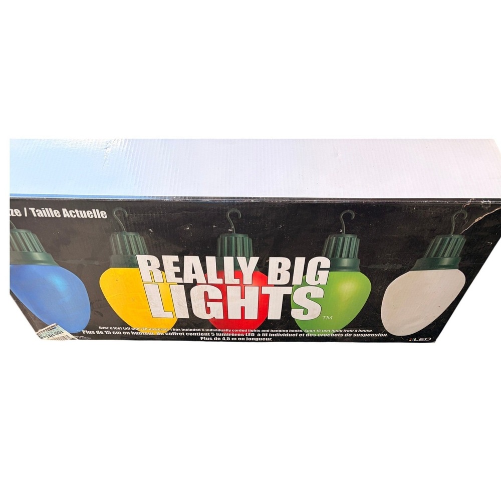 Really Big Lights Jumbo LED Christmas Lights 5 Count Oversized C9 Multicolor 15'